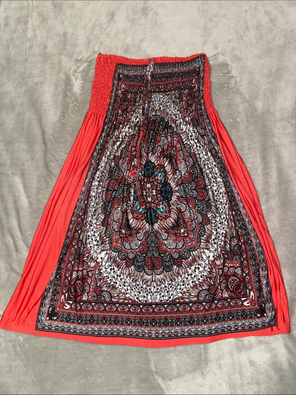 Red Orange Printed Maxi Dress or Coverup